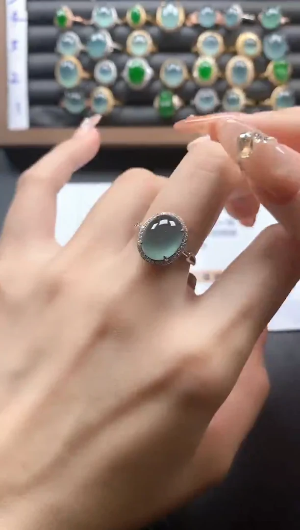 银S925镶嵌戒指翡翠51511