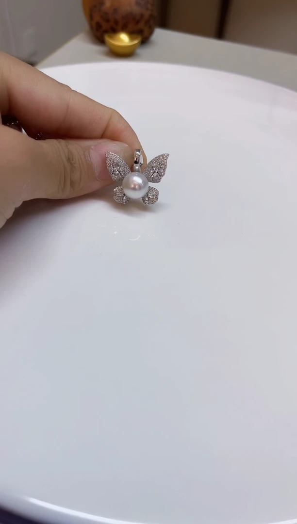 颈饰银S925镶嵌海水珍珠10mm