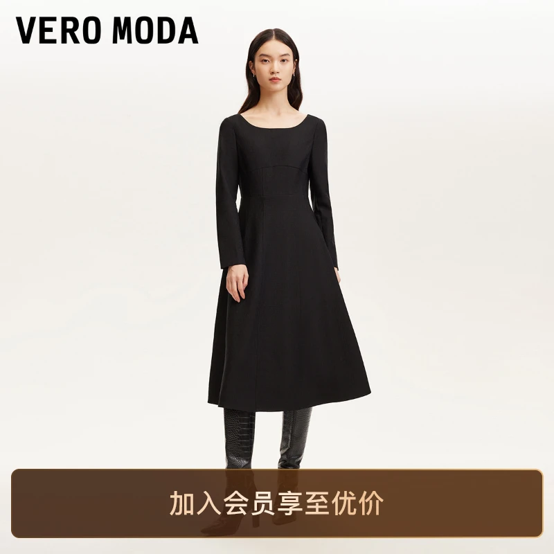 Vero Moda连衣裙女洋气早秋新款赫本风小黑裙气质优雅轻奢裙子