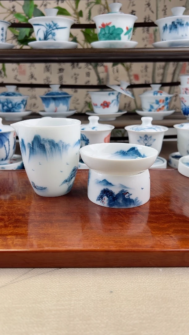 微瑕千里江山公道杯+茶漏