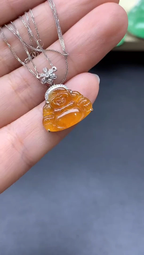 颈饰18K金镶嵌翡翠427-中国好珍宝