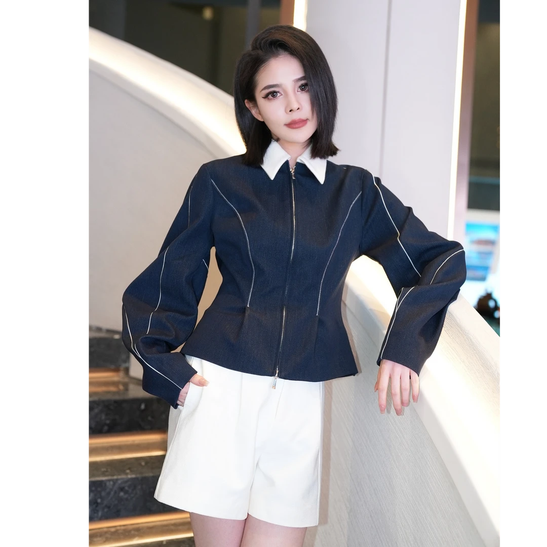 POPULARYW【月间海】Z·R上品屋 高级感休闲翻领拉链外套上衣女