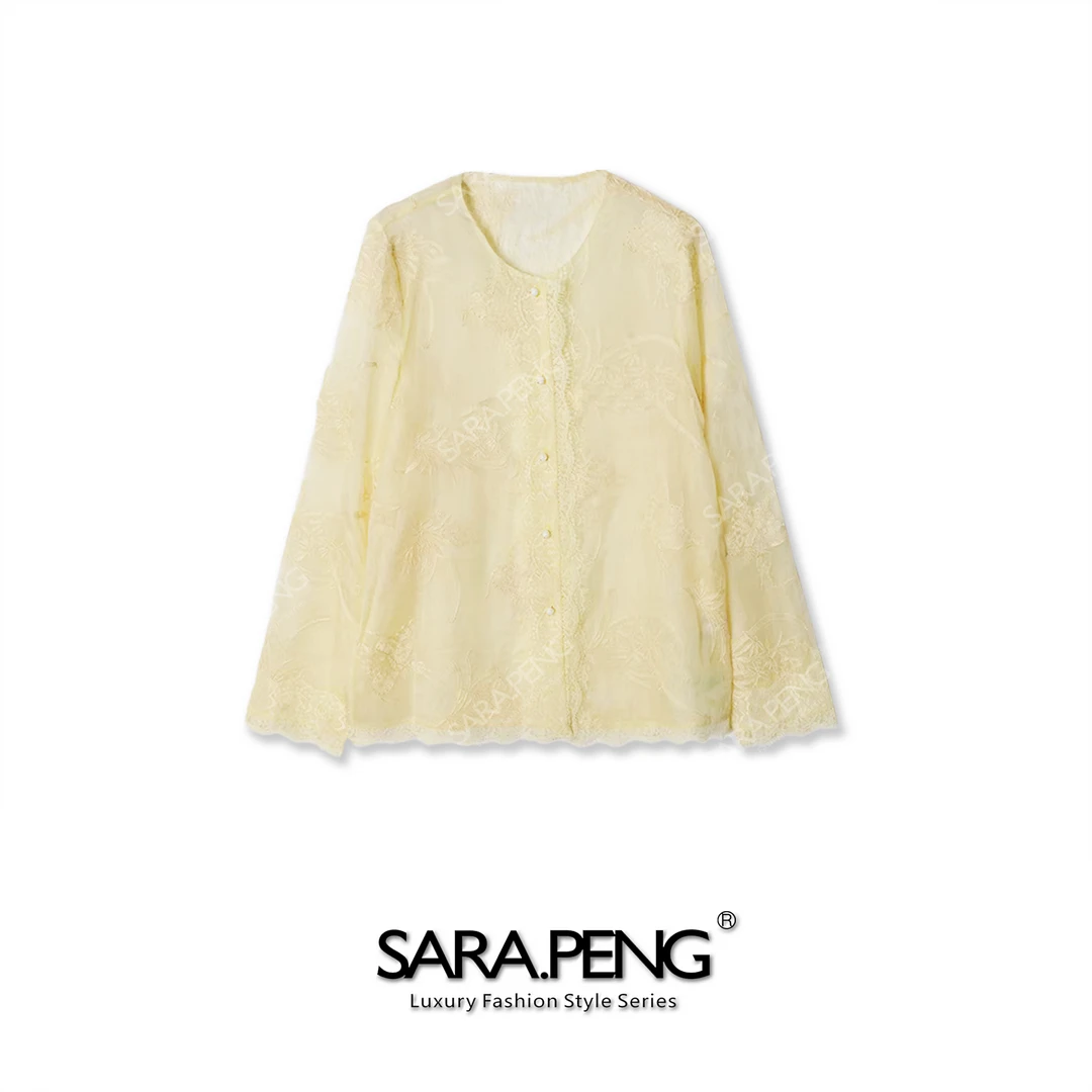 SARA.PENG冰肌雪肤｜高定桑蚕丝｜重工定位刺绣｜花朵提花｜贵妇上衣