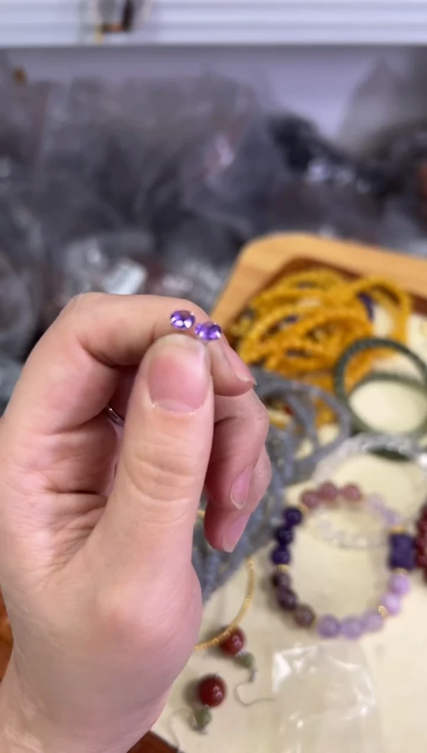 【闪购商品】紫晶耳饰银S925镶嵌紫水晶银镶嵌款耳钉[0086]