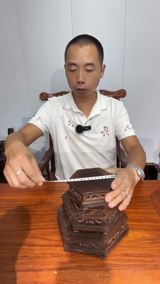 木鸡翅木六角方台套三
