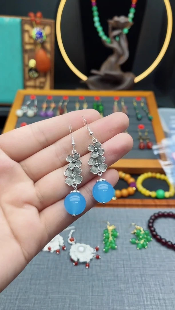【闪购商品】玛瑙/玉髓耳钉银S925镶嵌712000
