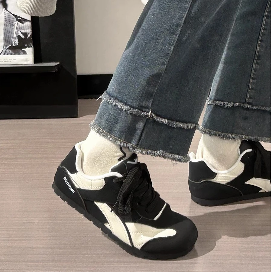 Warrior/回力黑白熊猫德训鞋子女学生韩版百搭平底休闲勃肯鞋子女