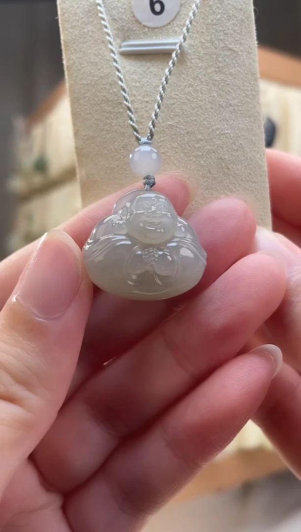 和田玉未镶嵌颈饰w*w抱抱佛（水线）