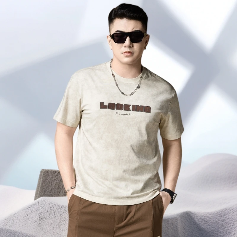 宾斯洛特时尚夏季短袖t恤男新款潮流时尚字母印花凉感半袖体恤男