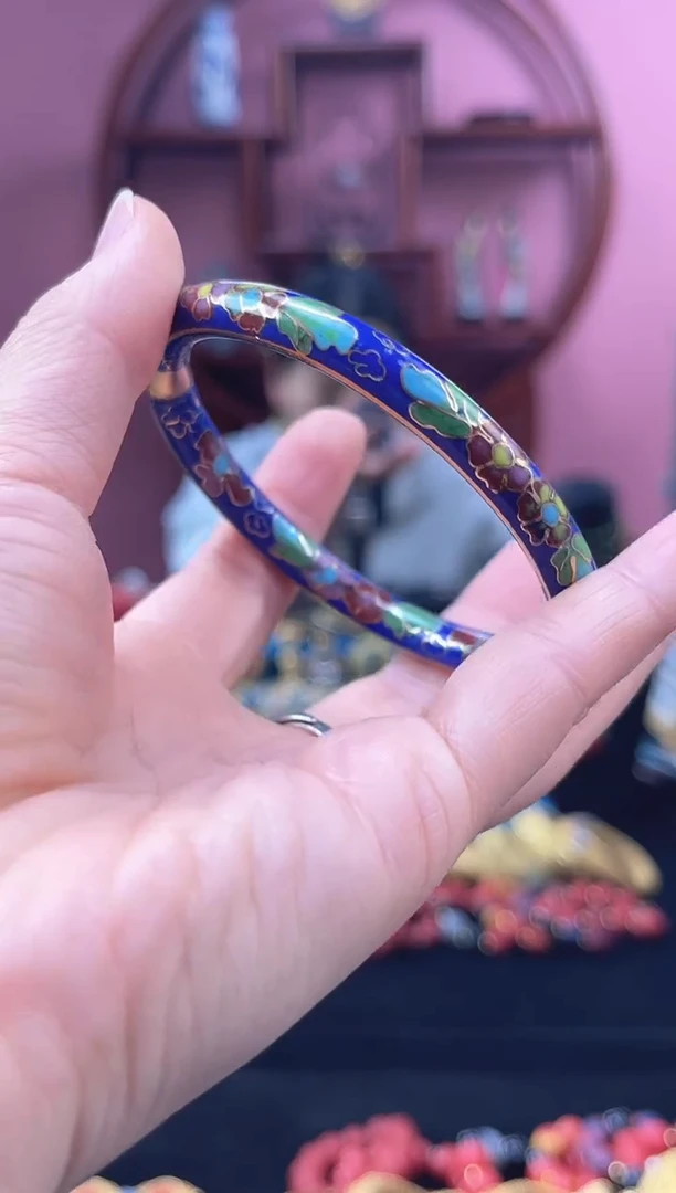非遗 景泰蓝 开口镯 宝蓝