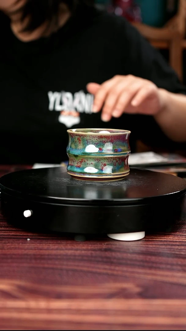 581#李盼龙一级品原矿钧瓷竹节杯