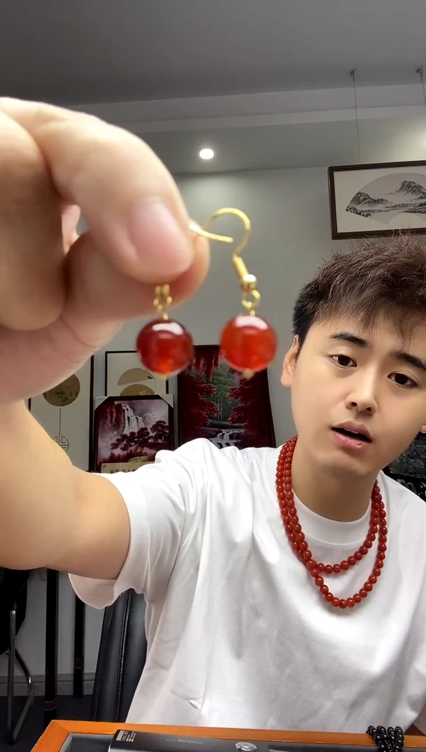 玛瑙/玉髓颈饰未镶嵌南红玛瑙耳坠