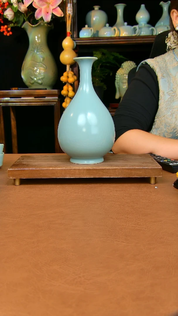 瓷片仿古玉壶春全手工不完美支钉