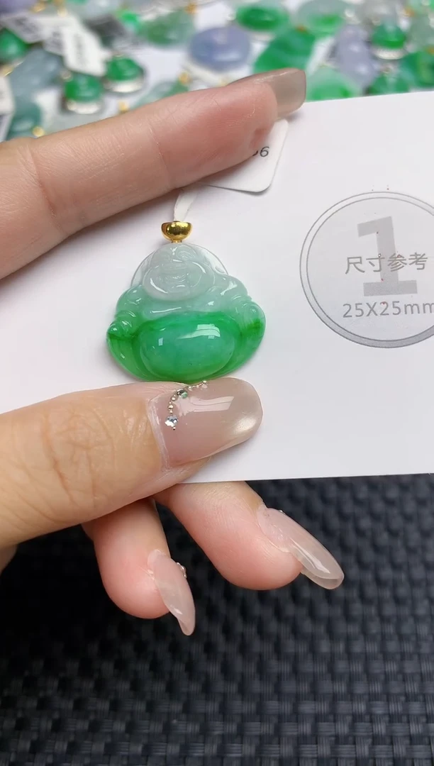 颈饰18K金镶嵌翡翠天然缅甸A货翡翠百元以上9元证书费自理