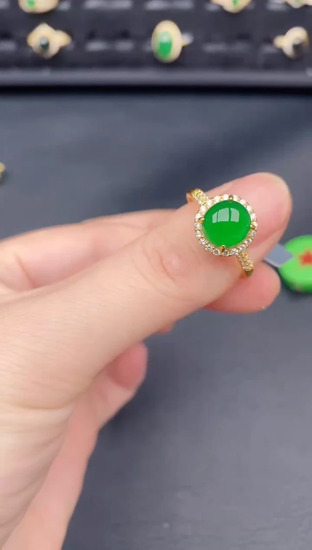 银S925镶嵌戒指翡翠天然a货翡翠230