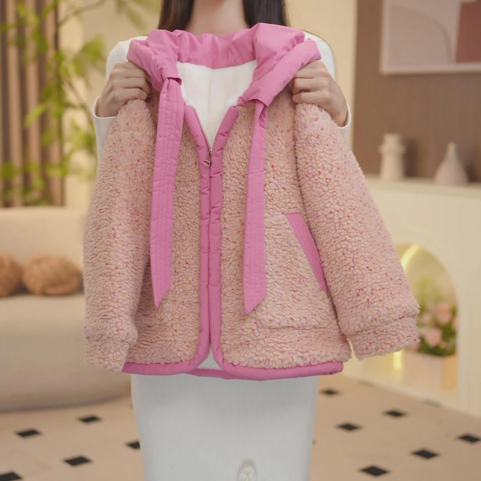 女童连帽加厚外套2025秋冬款大童夹棉棒球服冬装棉-Y5723