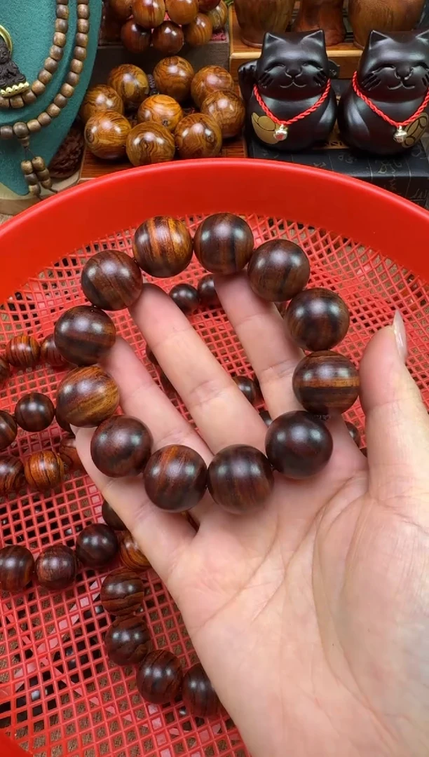 手串/手链黄花梨/降香黄檀海南黄花梨老料虎皮纹2.0单圈
