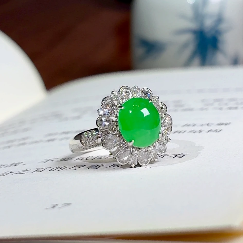 【上品｜戒指·】天然A货缅甸翡翠18k金镶嵌