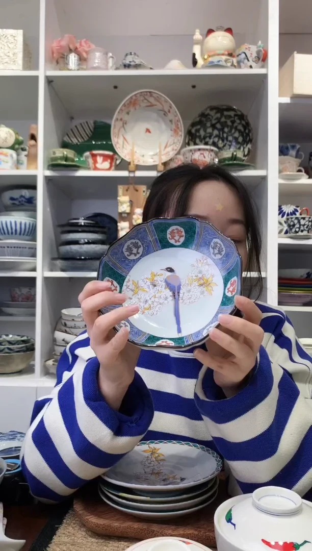 陶瓷【微瑕】九谷雀鸟小钵16.5cm