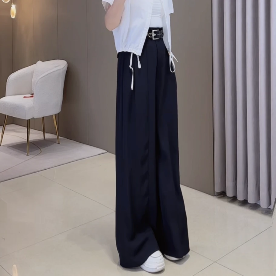 【橙子定制】新款夏款弯刀裤百搭高腰气质休闲直筒裤#6778