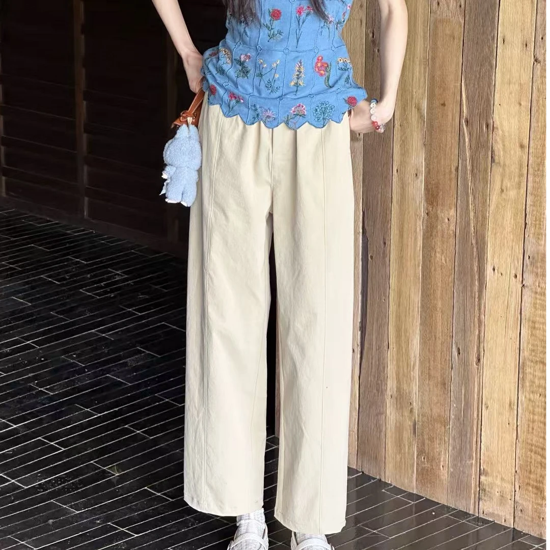 OUDOCKEE 鸥鸥 【小红扣】复古卡其高腰显瘦休闲裤 K2503G519T