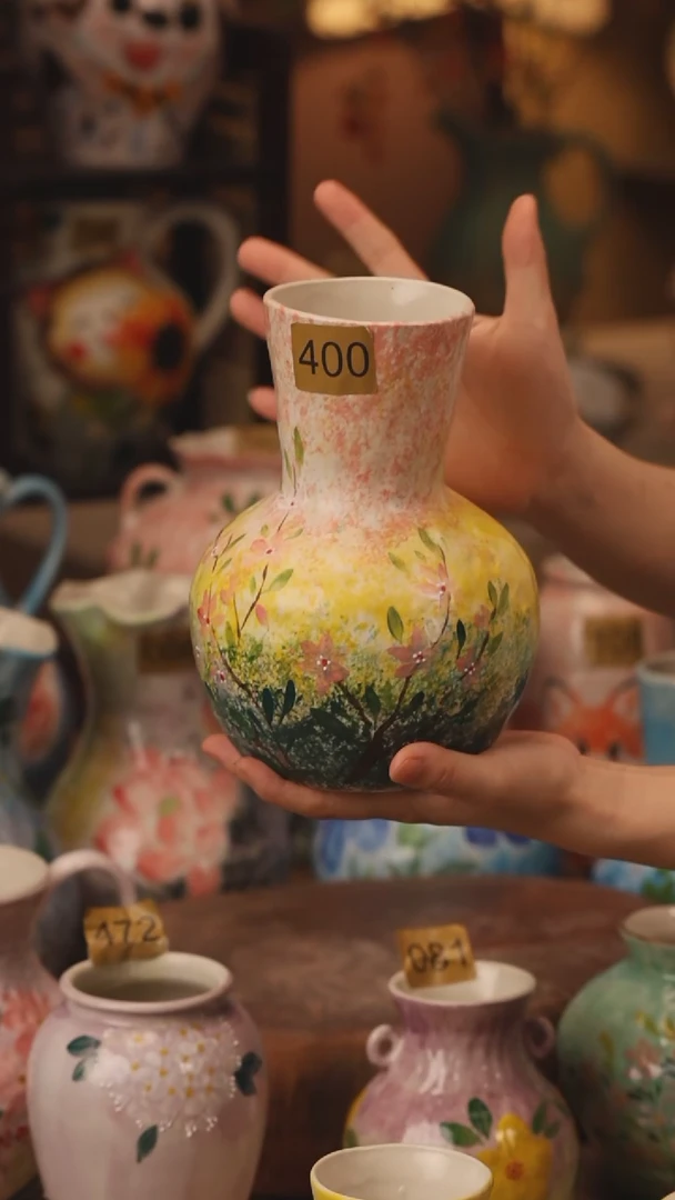 陶瓷400景德镇设计师手作花器摆件侘寂风