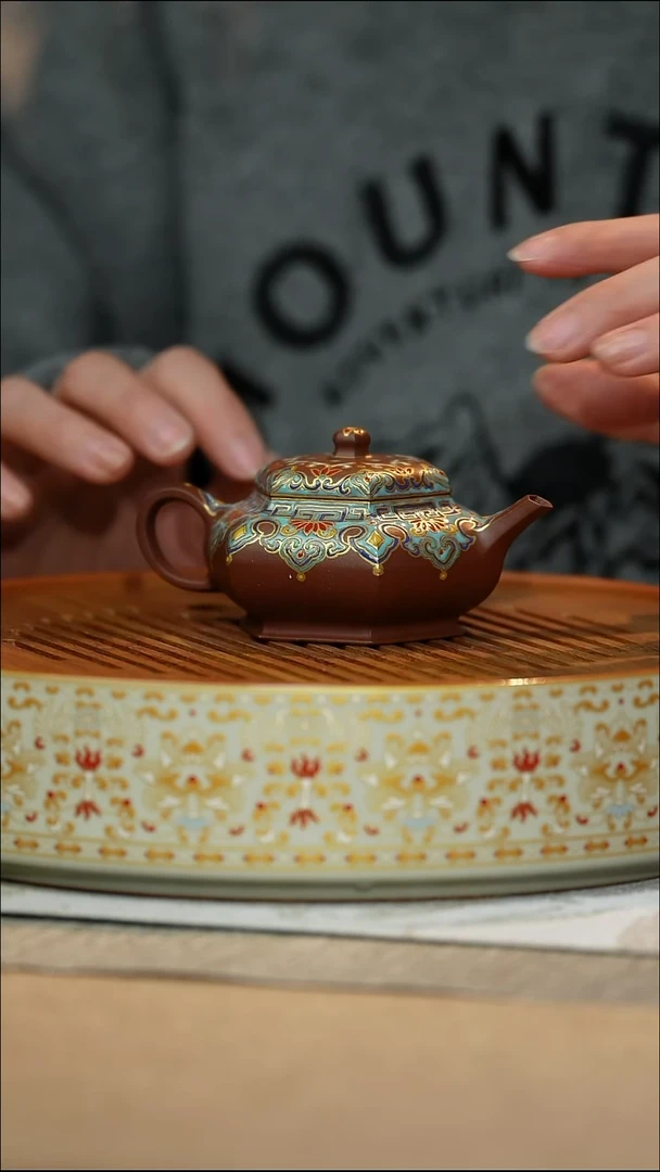 茶壶紫砂合欢珐琅彩