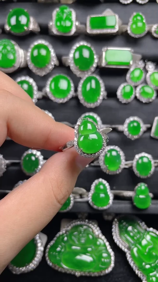 银S925镶嵌戒指翡翠翡翠