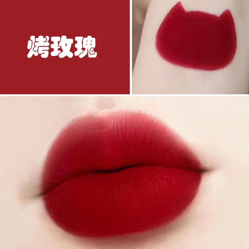 烤玫瑰口红气场显白哑光雾面滋润玫瑰红坊正红色复古红不易掉色女