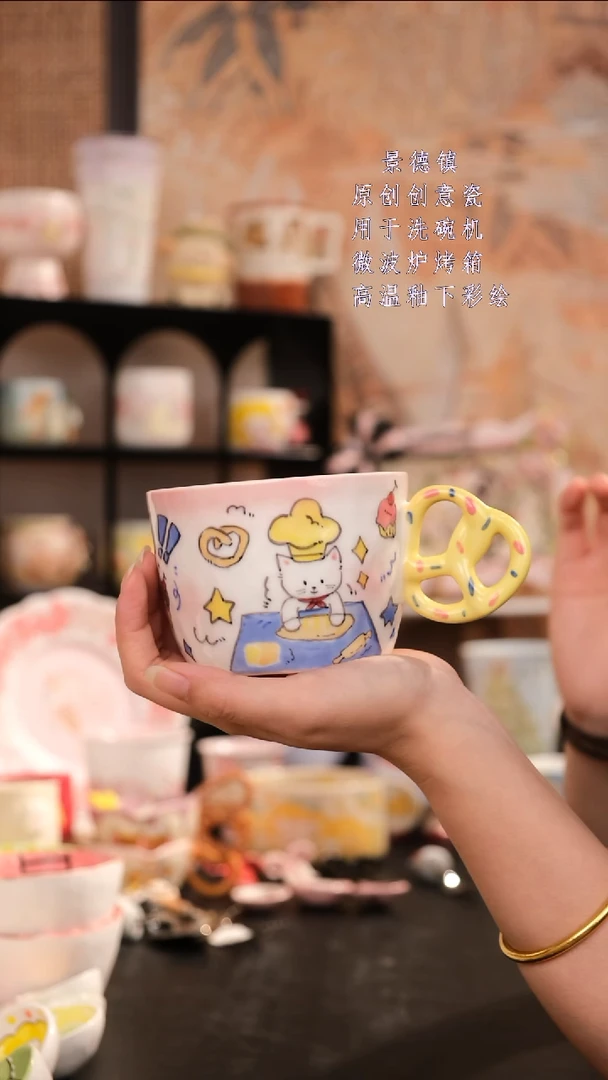 摆件景德镇手工手绘设计师款
