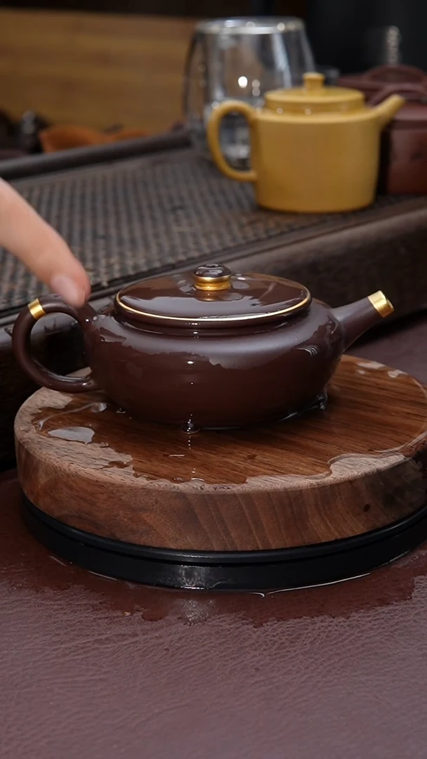 【闪购商品】紫砂茶壶描金扁晨紫砂壶