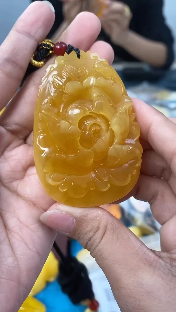 【闪购商品】琥珀裸石未镶嵌天然琥珀蜜蜡牡丹花