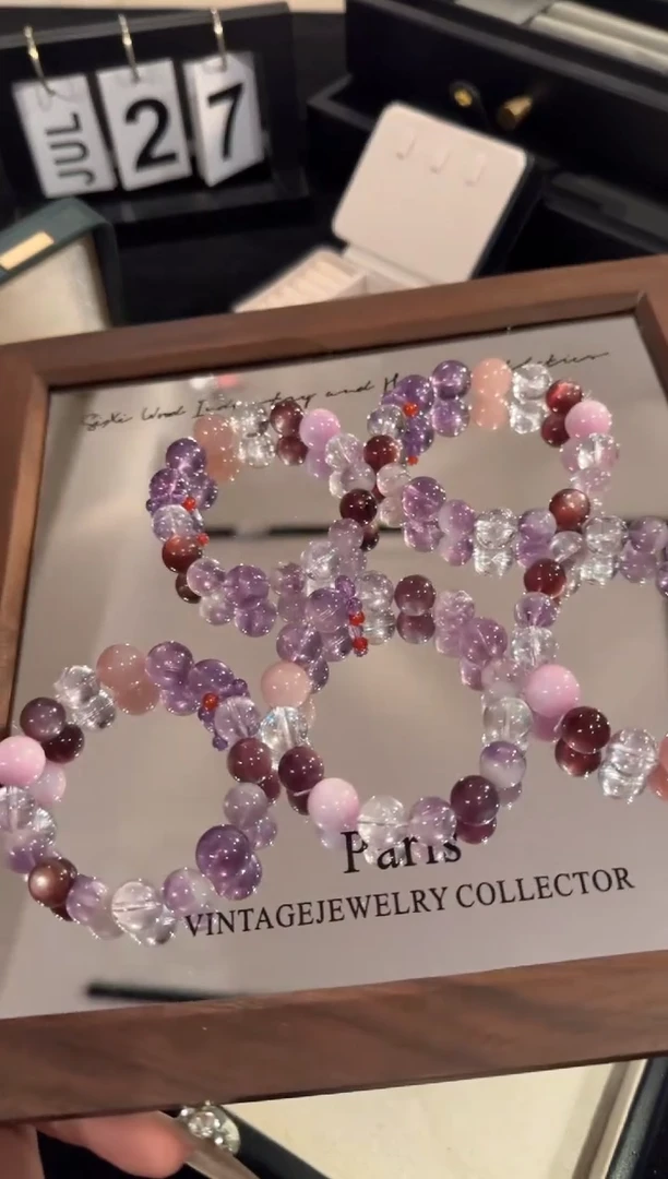 水晶手链合金紫色多宝x2162