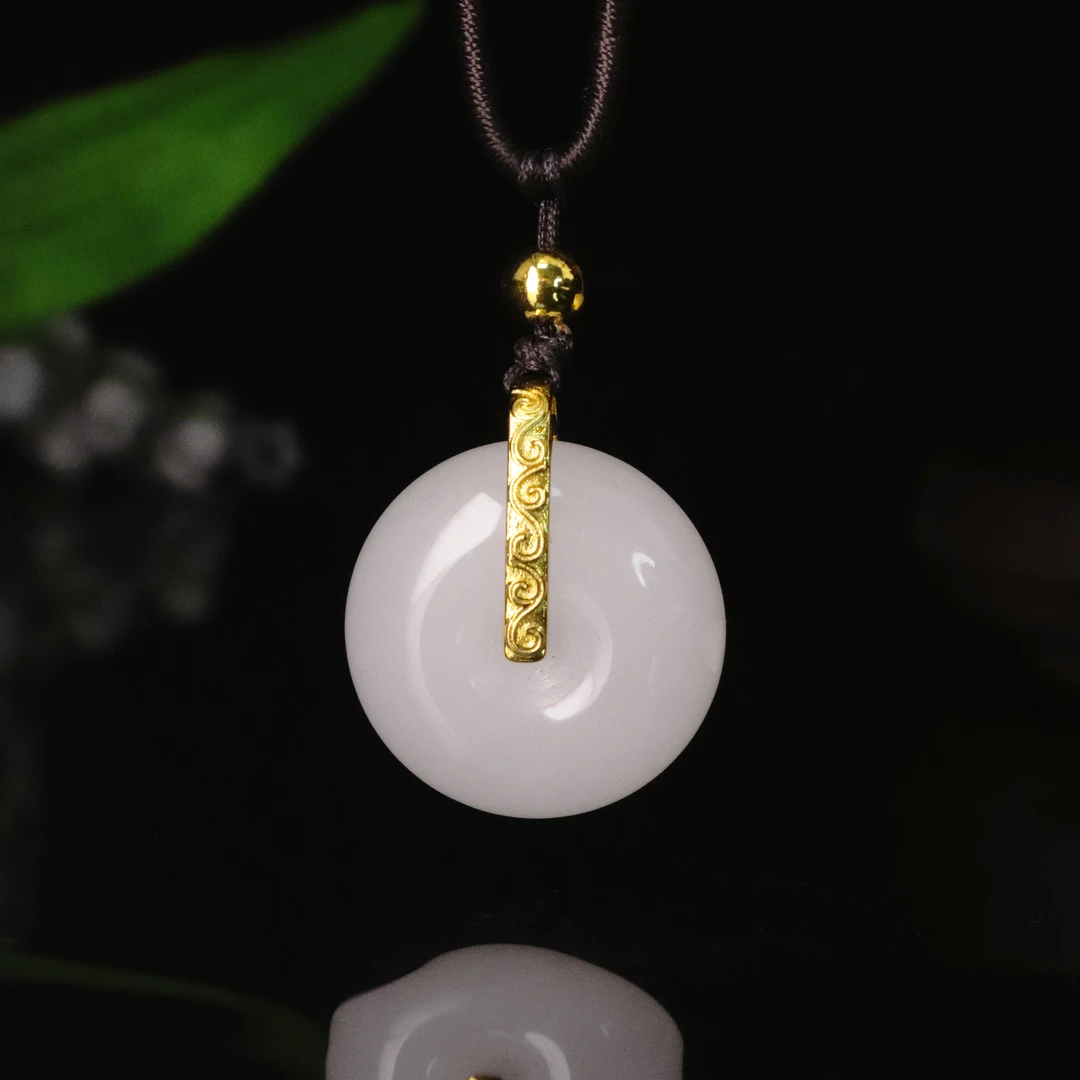 天然新疆金丝玉平安扣吊坠男女可戴送礼百搭朋友礼物佳品直播玉石