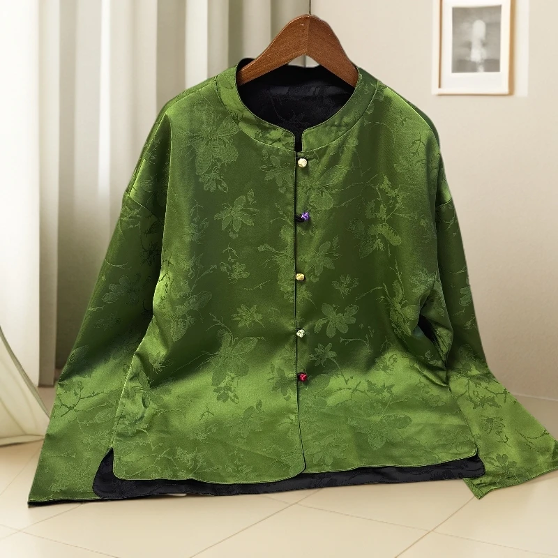 1021【金姐专属】新款外套双面双穿复古国风提花外套