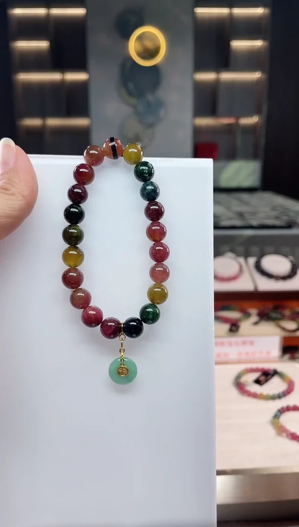 未镶嵌老矿碧玺单圈手串9mm+碧玺（多样性发一条）Q