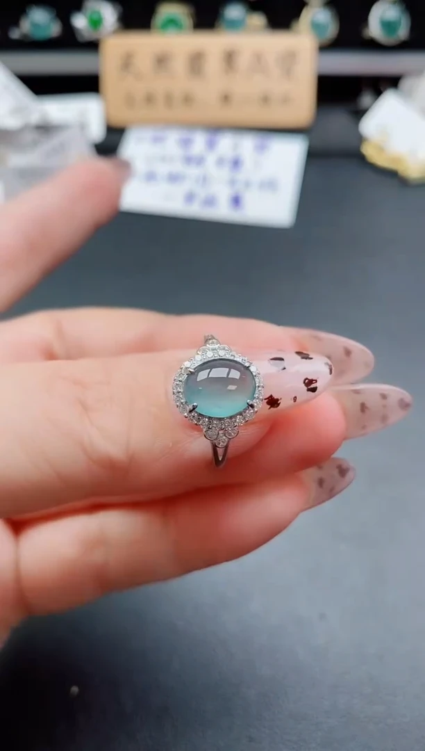 银S925镶嵌戒指翡翠1