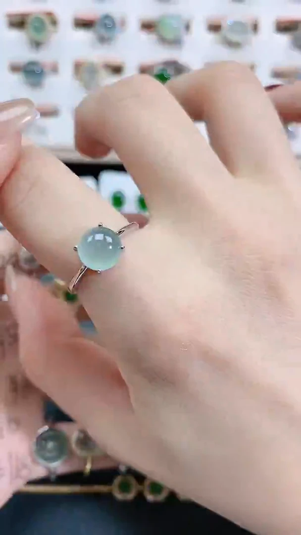 银S925镶嵌戒指翡翠天然翡翠