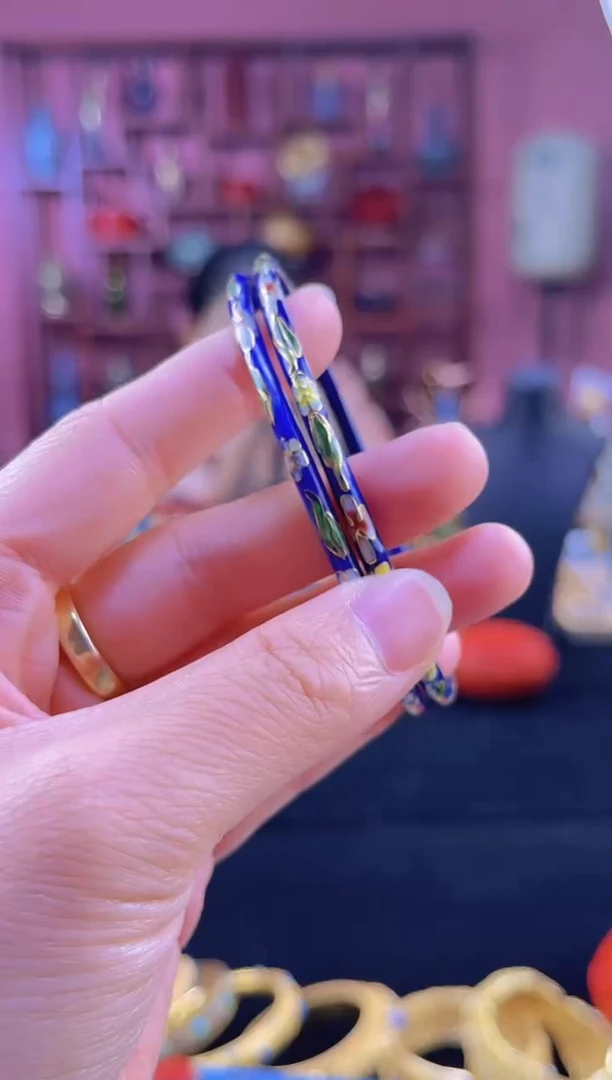 非遗景泰蓝叮当手镯 宝蓝