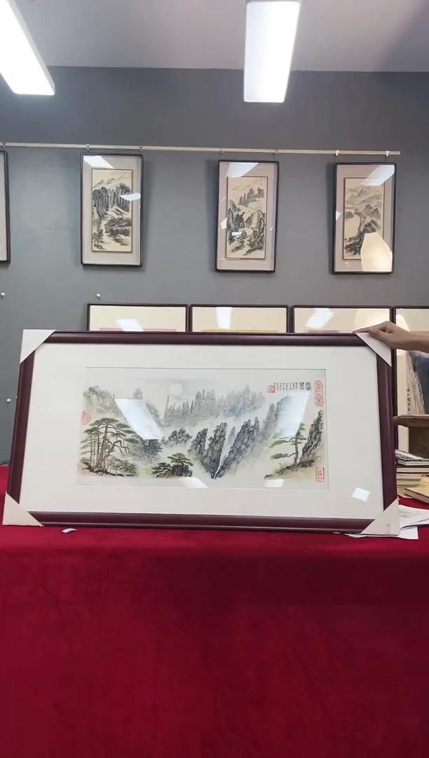 国画100黄泰来老师绘画山水带框