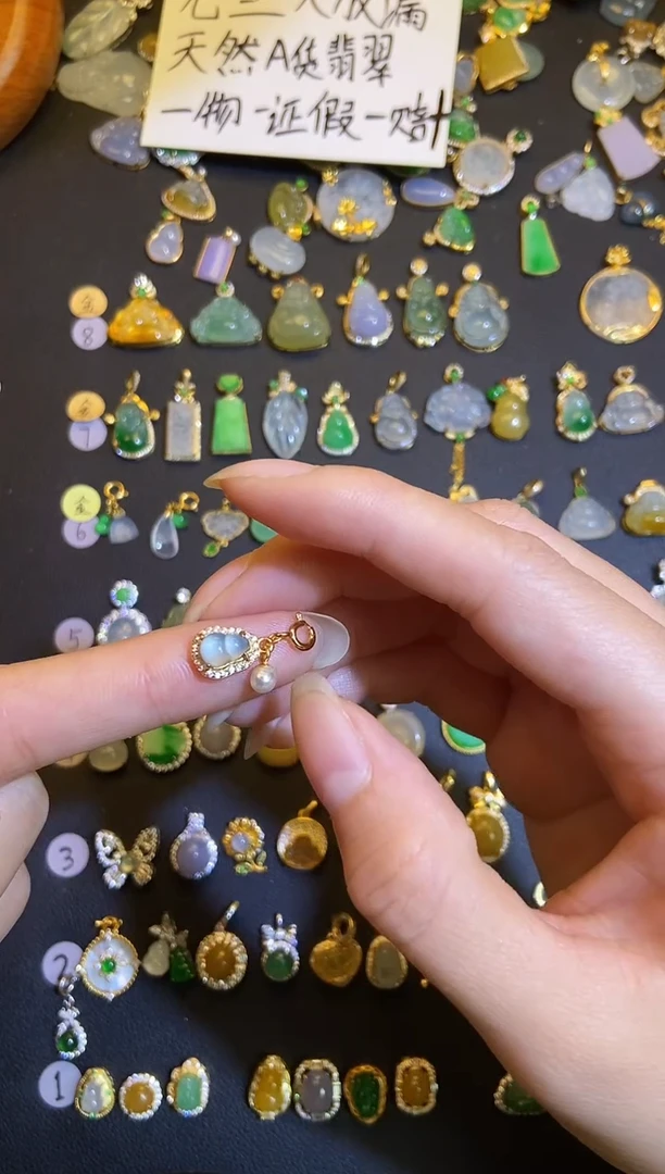 吊坠(不含链)银S925镶嵌翡翠1