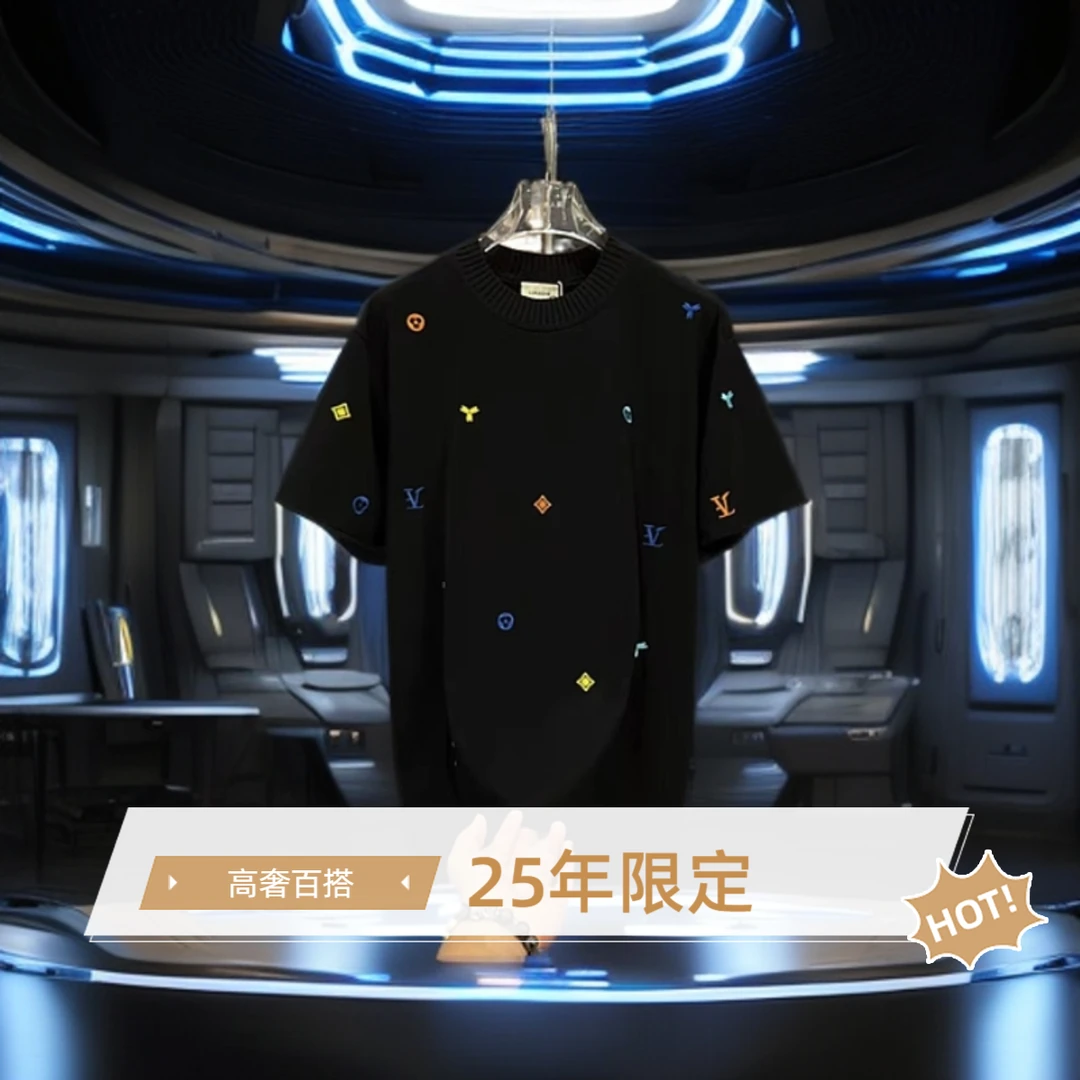 [25年限定大L]男士小众黑白圆领高奢百搭宽松T恤夏季