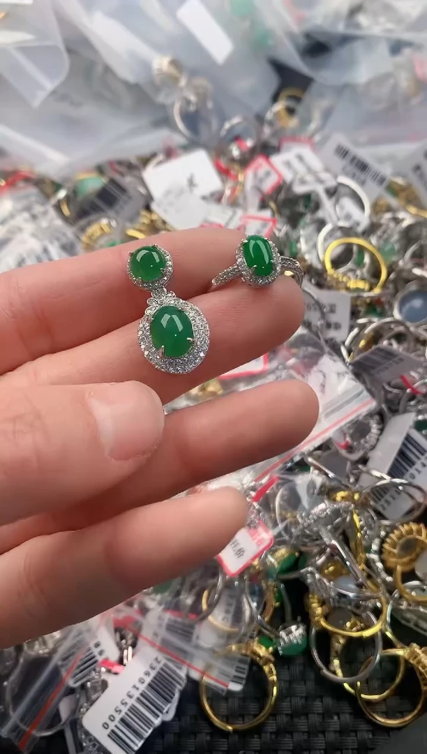 银S925镶嵌戒指翡翠111  2