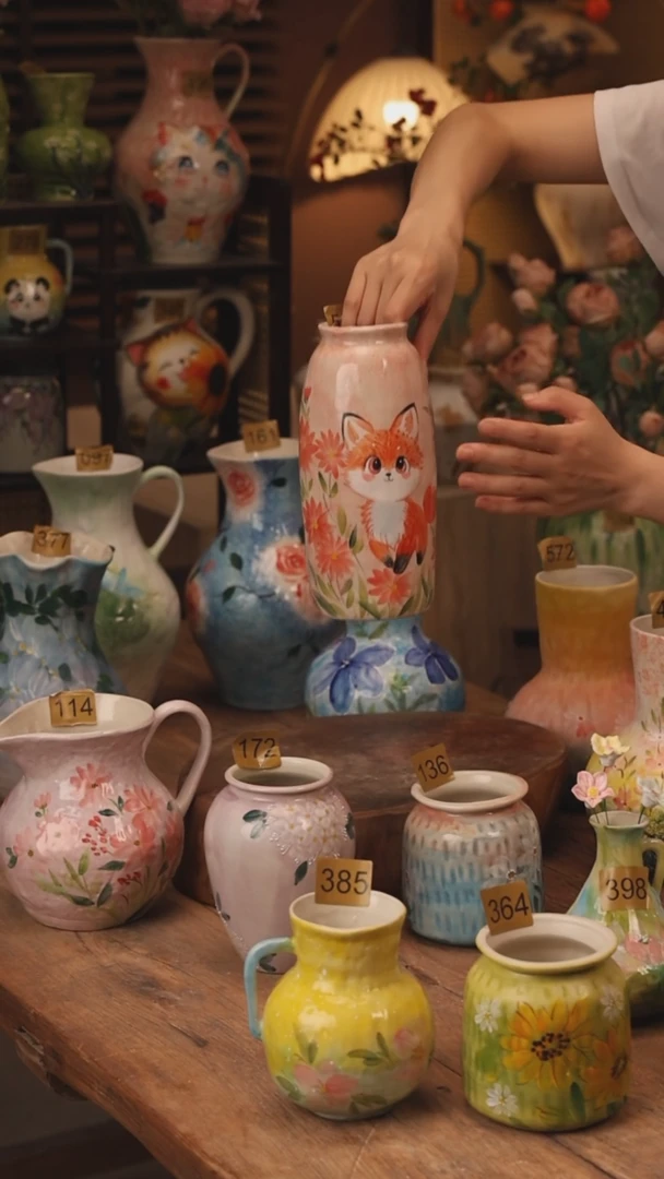 陶瓷539景德镇设计师手作花器摆件侘寂风