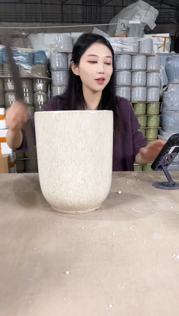 【闪购商品】陶瓷直筒加高亮白麻19x26