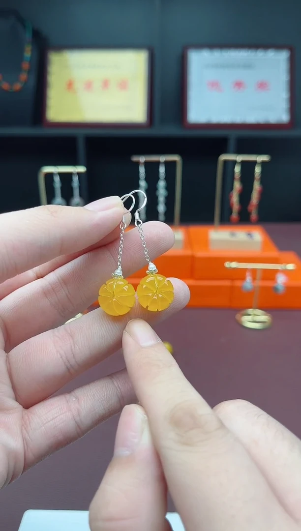 银S925镶嵌耳饰玛瑙/玉髓204