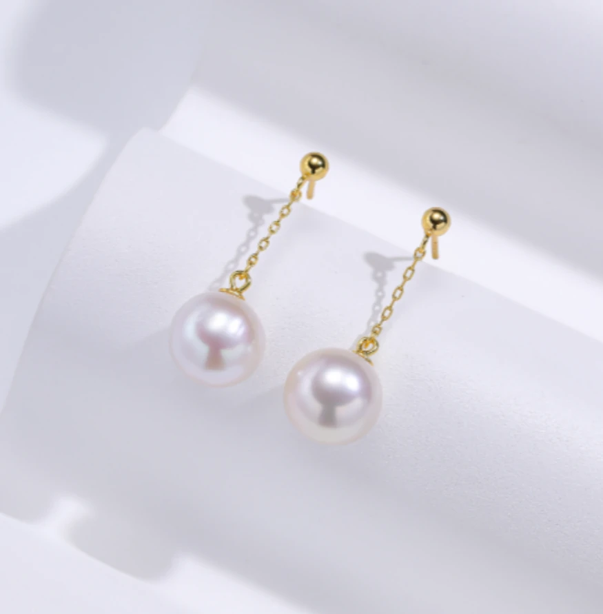 【大风吹】12-13mm天然淡水珍珠耳坠S925银配件气质白色轻奢时尚
