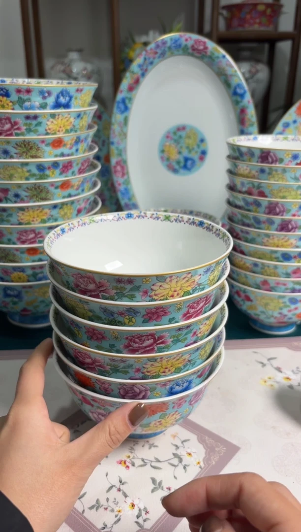 5英寸珐琅彩碗6个口径13厘米