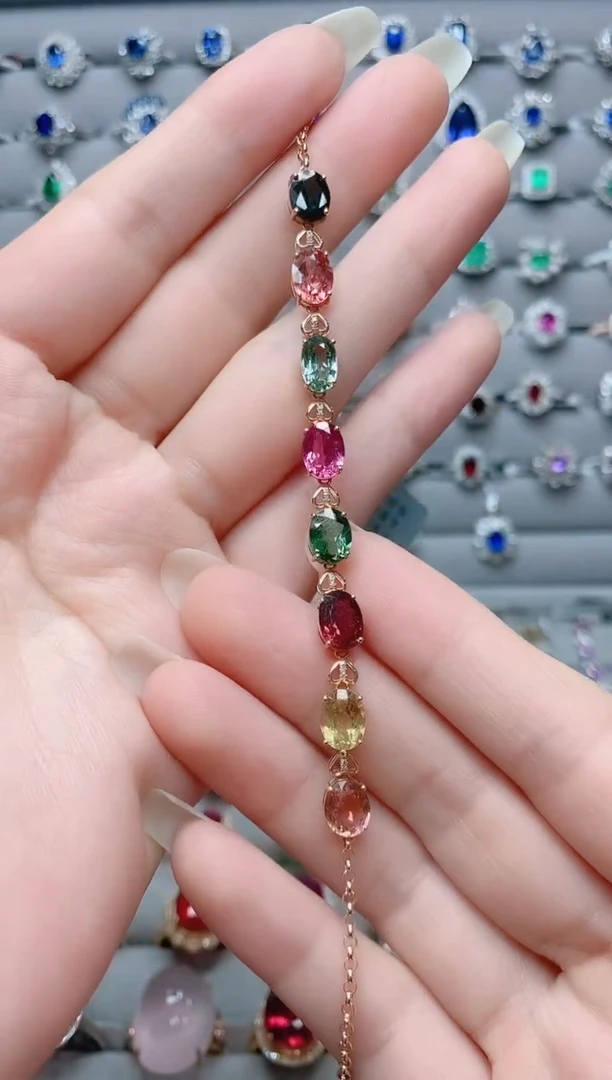 【闪购商品】碧玺18K金手链18K金镶嵌.