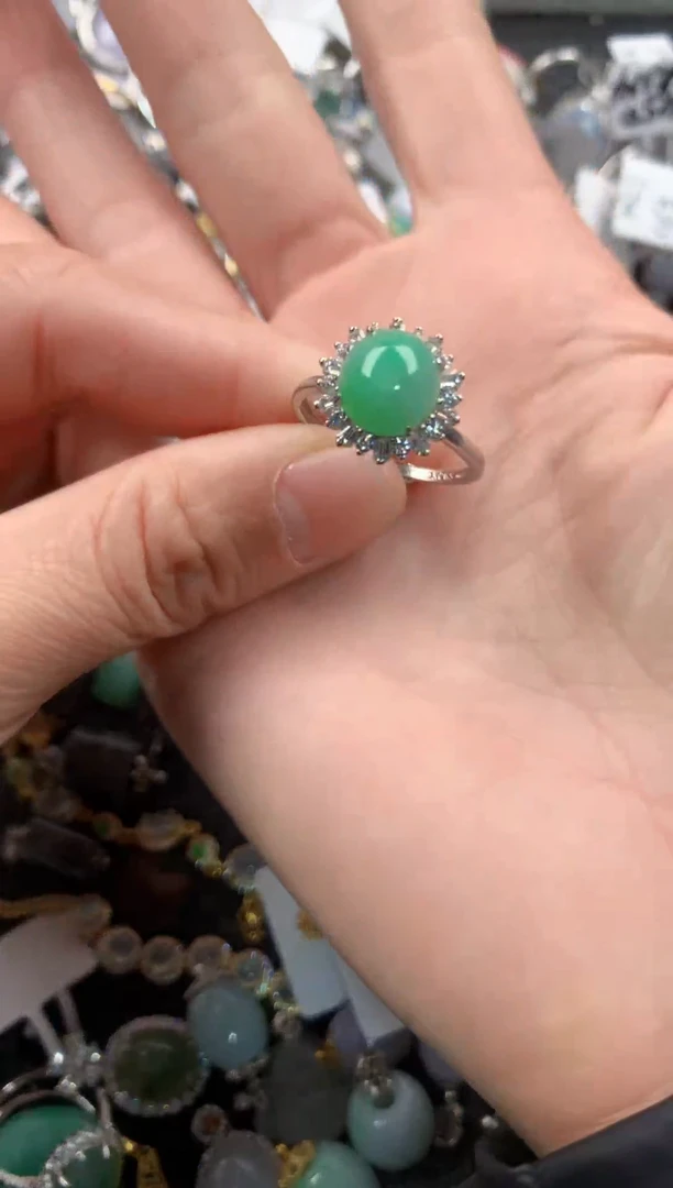 银S925镶嵌戒指翡翠222   1